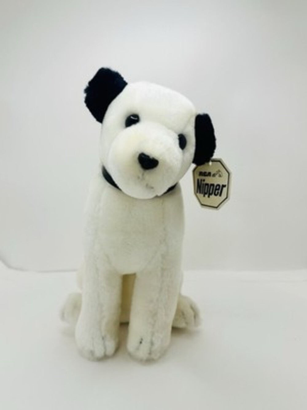 Vintage 1980 Dakin NIPPER the RCA DOG 12" Plush Sitting White Stuffed Animal